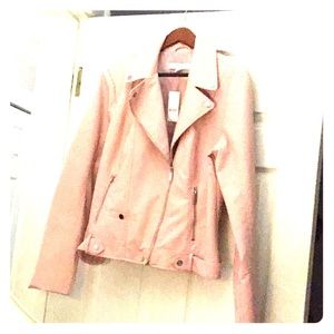 Vegan Leather Pink Moto Jacket